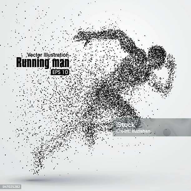 Ilustración de Running Man Composición Divergente De Partículas Ilustración Vectorial y más Vectores Libres de Derechos de Correr