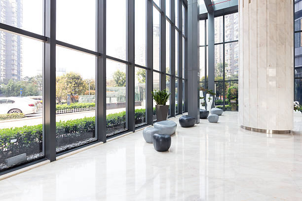 istock elegant stools and talbe in huge and bright hall 547025328