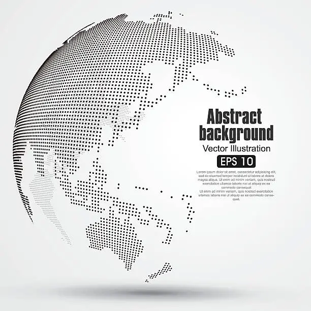 Vector illustration of Three-dimensional abstract planet, dots, representing the global, international meaning.