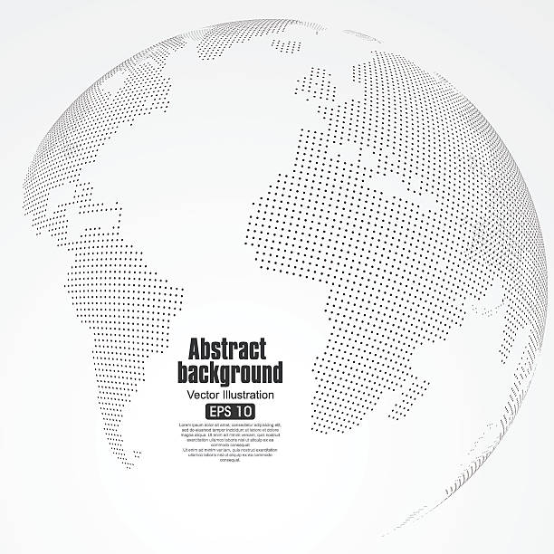 dreidimensionaler abstrakter planet, punkte, die die globale, internationale bedeutung repräsentieren. - maps and globes stock-grafiken, -clipart, -cartoons und -symbole