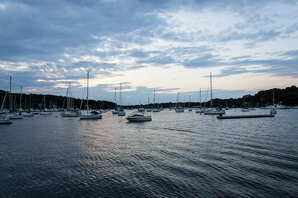 Port Huntington,  Harbour in Long Island stock photo