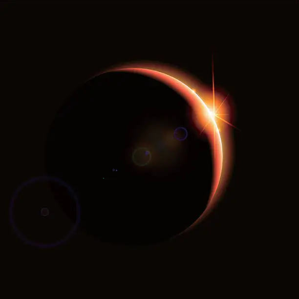 Vector illustration of Eclipse,backlight of the planet, science illustration.