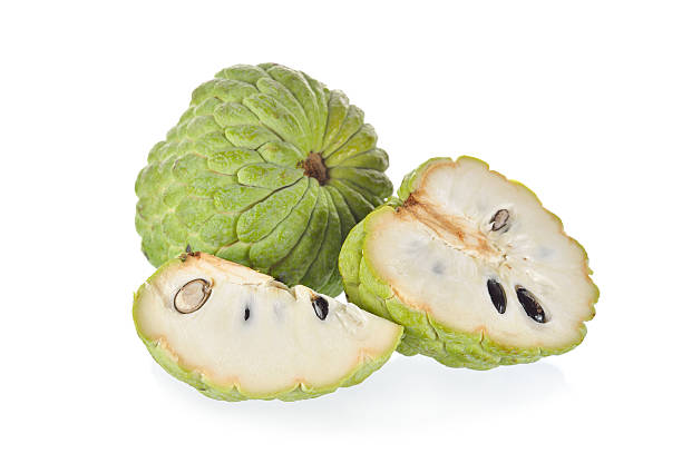 istock whole and half cut custard apple on white background 547031866