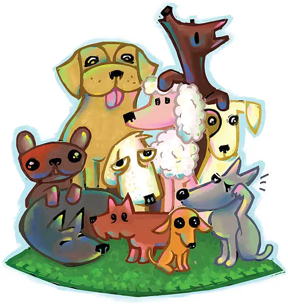 Vector illustration of Group of dogs