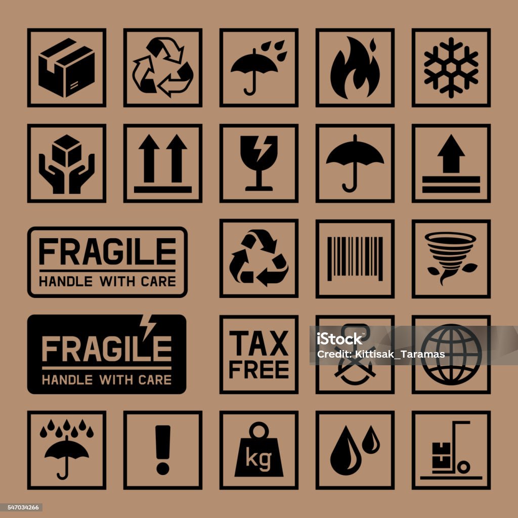 Carton Cardboard Box Icons. Carton Cardboard Box Icons.  Icon Symbol stock vector