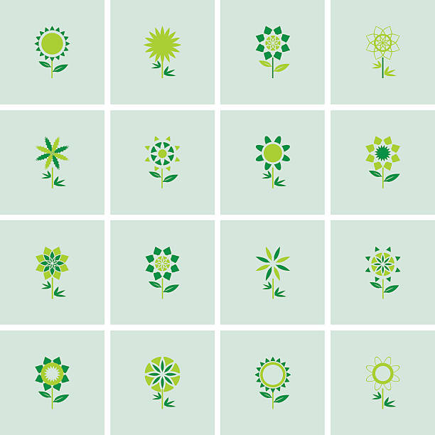 ilustraciones, imágenes clip art, dibujos animados e iconos de stock de conjunto de iconos de flores. tm - tulip sunflower single flower flower