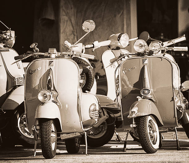 Porto Cervo , Italy - Jul 1 29, 2016: vintage vespa piaggio in a porto cervo ,square