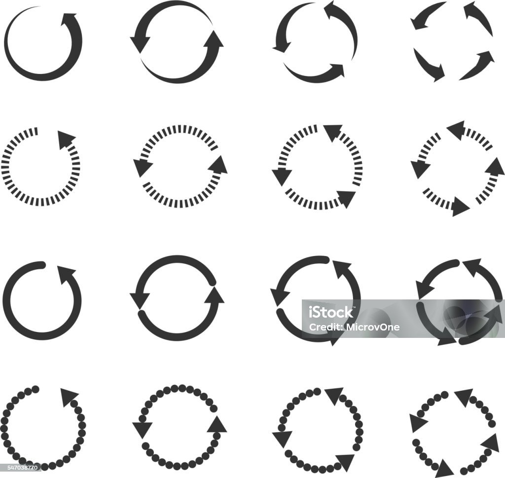 Circle refresh reload rotation loop vector arrows set Circle refresh reload rotation loop vector arrows set. Sign reload with arrow and illustration rotation arrows symbol Arrow Symbol stock vector