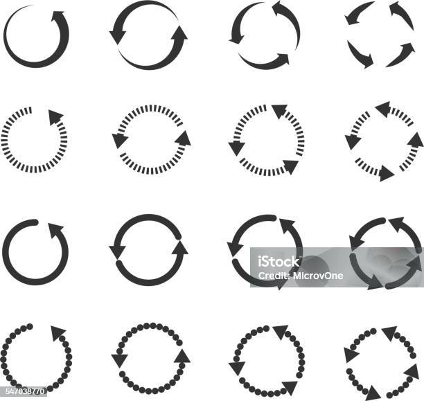 Circle Refresh Reload Rotation Loop Vector Arrows Set Stock Illustration - Download Image Now