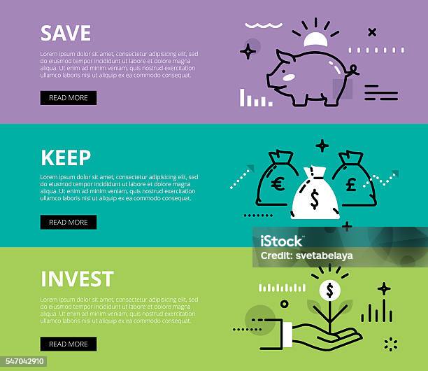 Keep Inveat Save Keep Invest Web Banners Vector Set Stock Illustration - Download ...