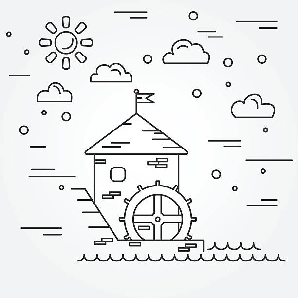 ilustrações de stock, clip art, desenhos animados e ícones de water mill. vector. - water wheel