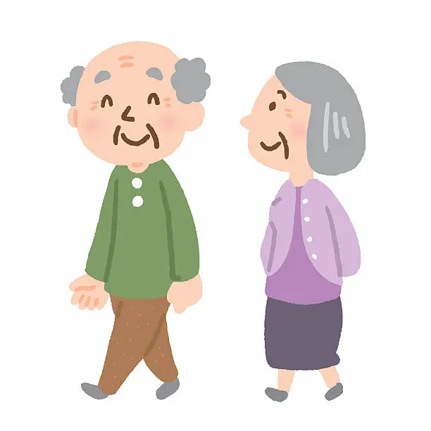 Vector illustration of elderly couple