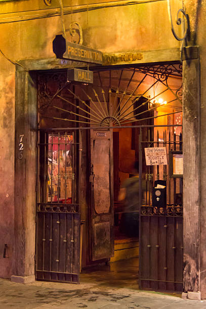 New Orleans, United States - July 10, 2011: Preservation Jazz Hall in New Orleans on JUL 10, 2011. The city has up to ten million visitors annually.