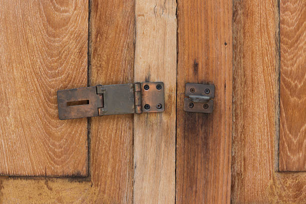 istock Old Wood Door non Key lock 547049242