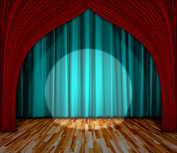 istock lighting on stage. curtain and wooden floor interior background 547050028