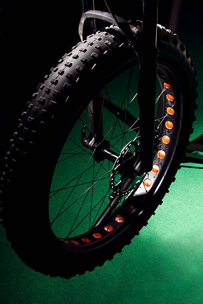 istock Black bike wheel. 547051144