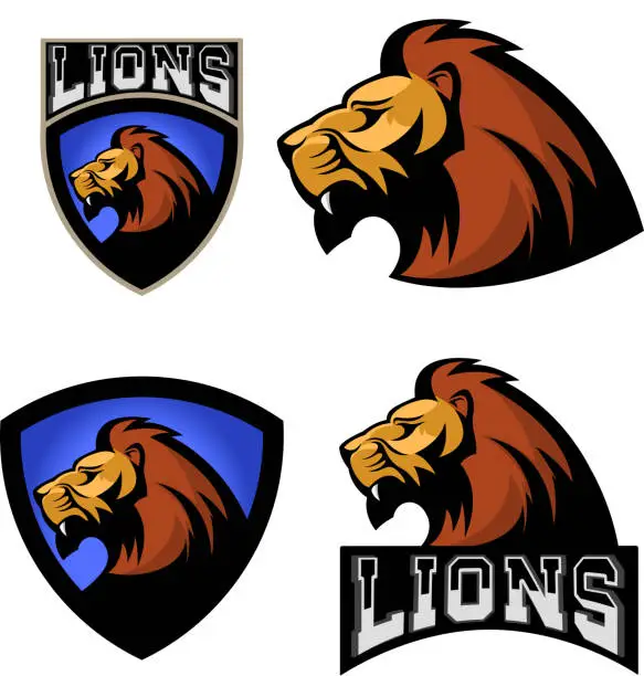 Vector illustration of Lions. Sport team or club emblem template.