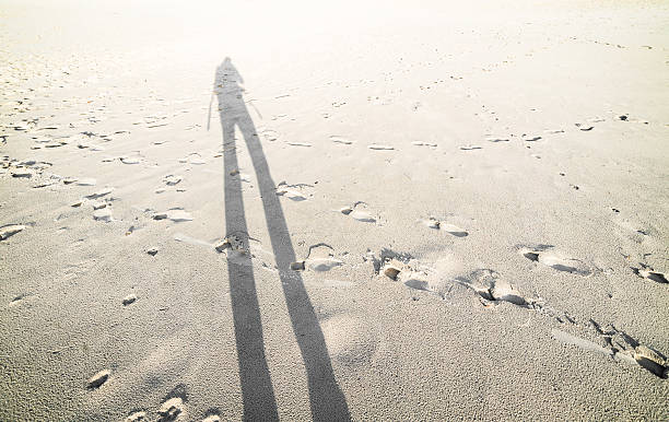 istock Long shadow of man standing on the sandy beach 547053872