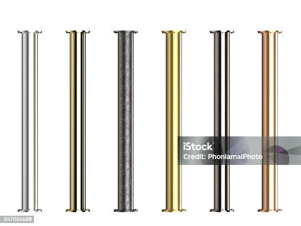 Seven Shades Of Metal Pipes Stock Photo - Download Image Now - Pipe - Tube, Chrome, Steel