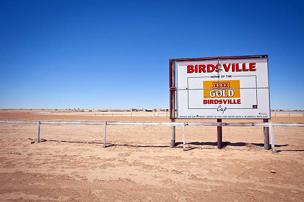 Birdsville Racetrack Sign Outback Queensland Australia stock photo