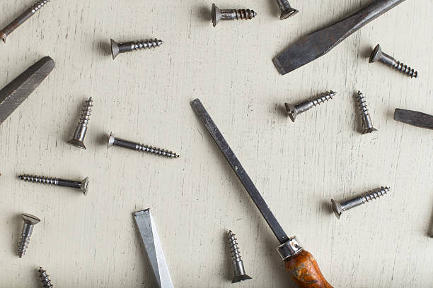 istock Construction tools set on wooden light background. Assortment assesories 547125374