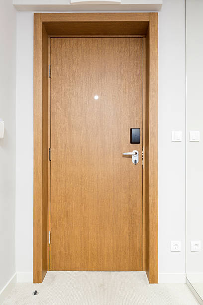 istock Wooden door in a  modern hotel 547130016