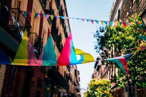 Party pennants in a street because of a celebration