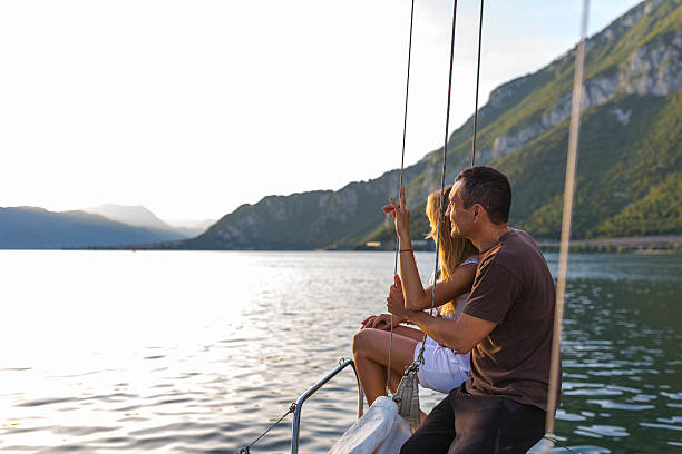 istock Romantic couple on sailing boat 547132850