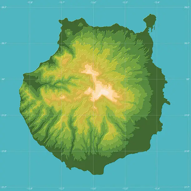 Vector illustration of Gran Canaria Topographic Relief Vector Map