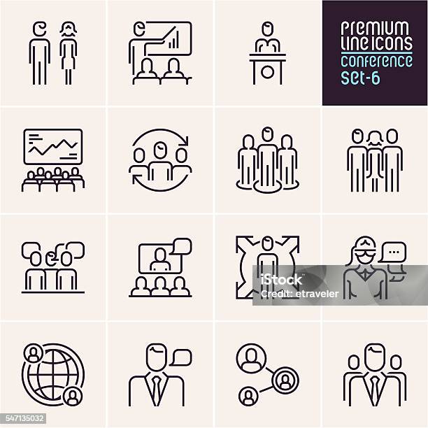 Conference Icons Business People Stock Illustration - Download Image Now - Web Conference, Icon Set, Human Resources