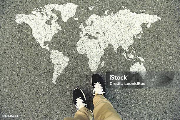 World Map On An Asphalt Road Stock Photo - Download Image Now - World Map, Mission Church, Change