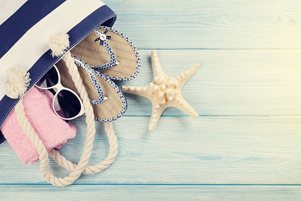 istock Beach accessories on wooden background 547138200