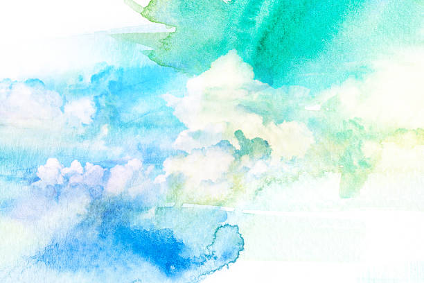 istock Watercolor illustration of sky with cloud. 547140506