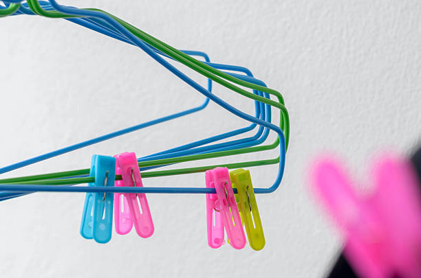 full colour the clothespin and hanger on a clothes line..