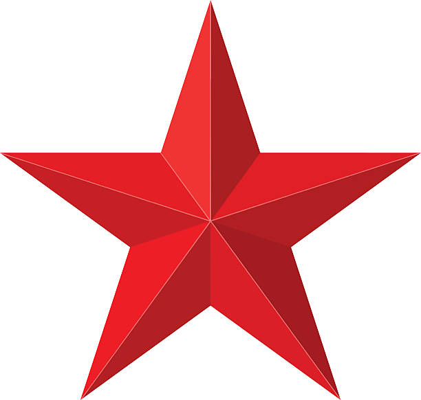 illustrazioni stock, clip art, cartoni animati e icone di tendenza di forma 3d stella rossa - a cinque punte