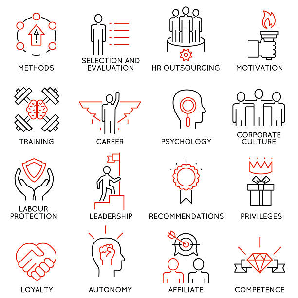 лидерство, карьерный прогресс и иконы личной подготовки - часть 1 - asking service business expertise stock illustrations
