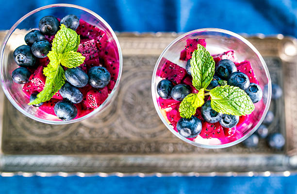 Home made granola with  yogurt and fruits