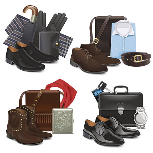 vektorové pánské módní doplňky - opasek osobní doplněk stock ilustrace