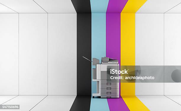 Concept Of Fourcolor Printing Stock Photo - Download Image Now - Photocopier, Printing Press, Domestic Room