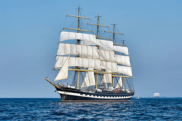 istock Tall Ship under sail with the shore in the background 547150836