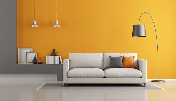istock Gray and orange modern lounge 547151052