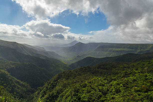 Black River Gorges Viewpoint Mauritius Panorama stock photo