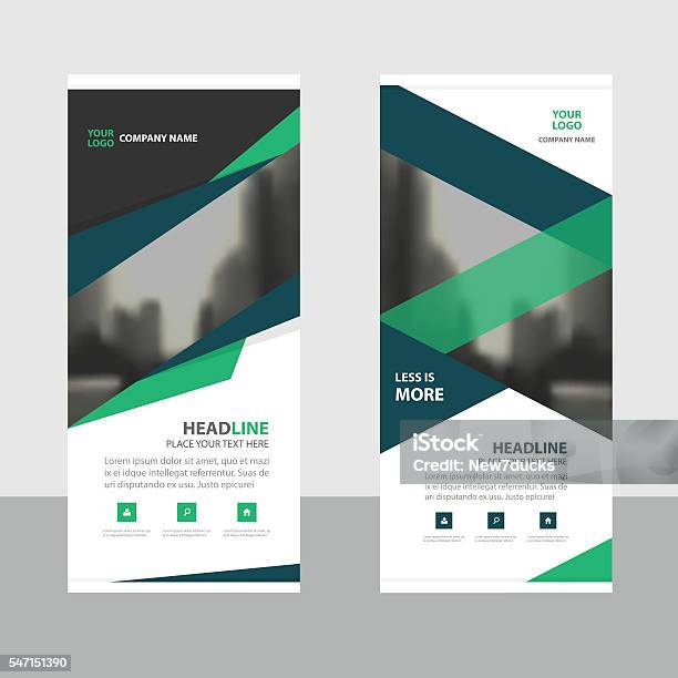 Blue Green Roll Up Business Brochure Flyer Banner Design Cover Stock Illustration - Download Image Now