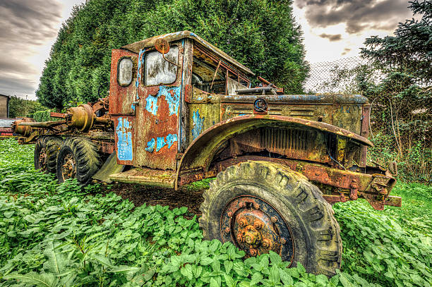 Rusted junk truck stock photo