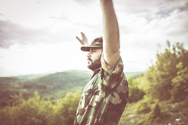 istock Soldier is free on moutain 547153232
