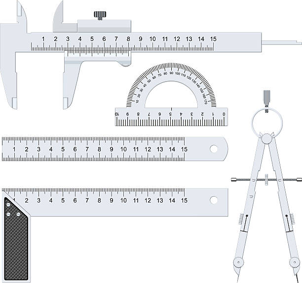 ilustrações, clipart, desenhos animados e ícones de ferramenta de medição. - drawing compass protractor architecture caliper
