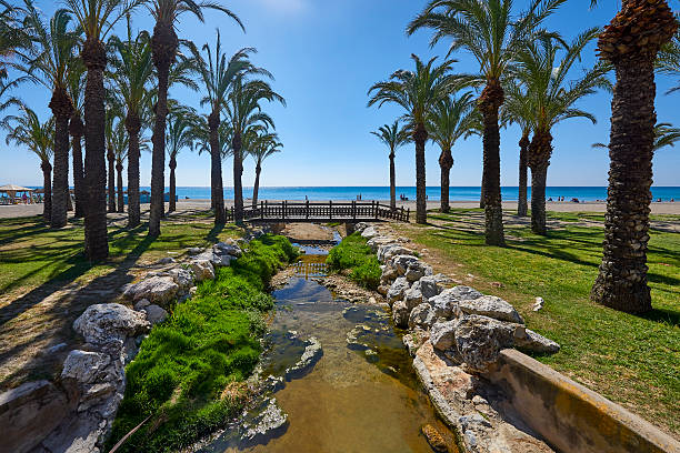 View of the beaches, Torremolinos, Costa Del So View of the beaches, Torremolinos, Costa Del Sol, Spain torremolinos beach stock pictures, royalty-free photos & images
