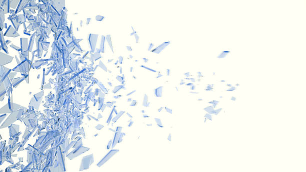 istock Broken blue glass in motion into pieces isolated on white 547156662