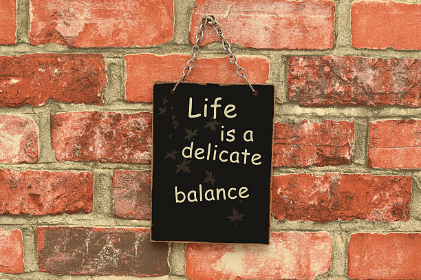 istock Life is a delicate balance Blackboard Brick Wall 547157394