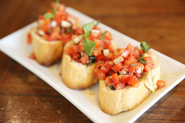 istock Bruschetta Italian Toasted Garlic Bread with tomato 547158846